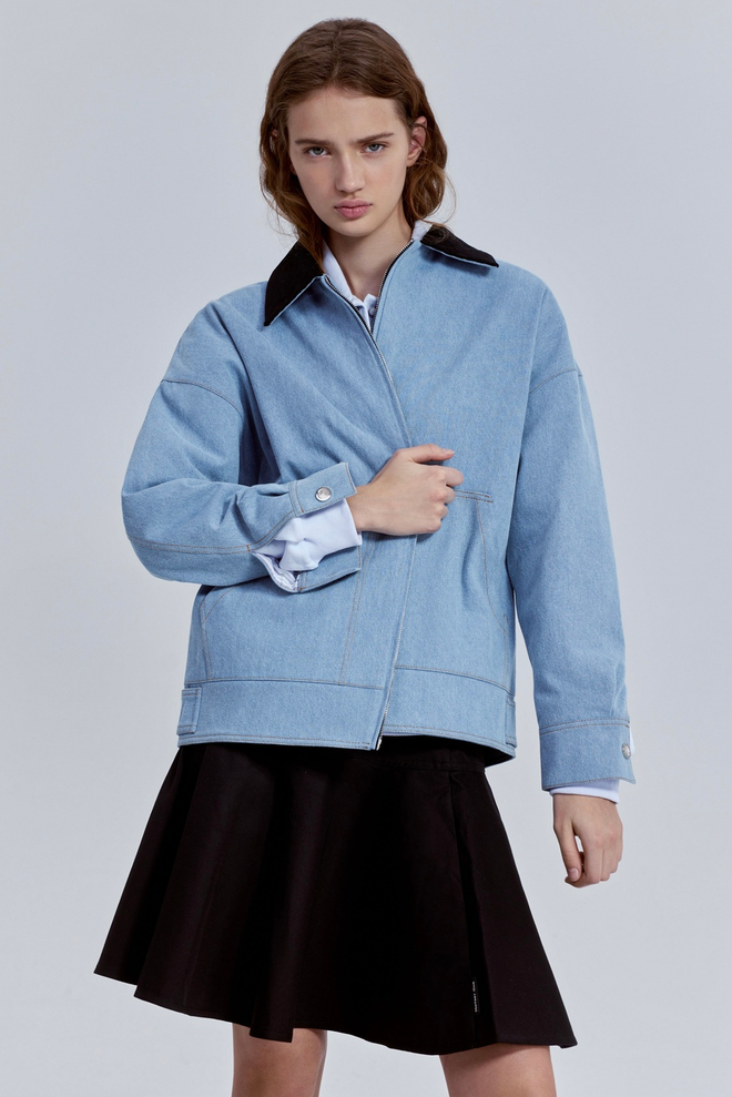 Куртка из денима с вельветовым воротником