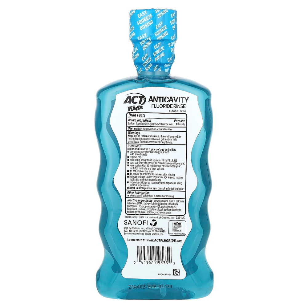 ACT, детский ополаскиватель с фторидом, против кариеса, без спирта, ананасовый пунш, 500 мл (16,9 жидк. унции)