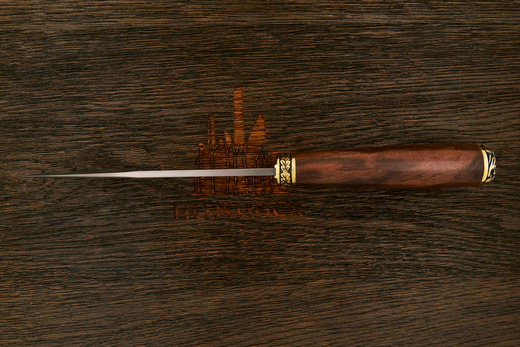 Разделочный нож Игоря Пампуха Модель 007, клинок 145мм, булат легированный, рукоять орех Т1