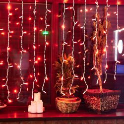 ULD-C2030-240-SWK RED IP67 Занавес светодиодный со статическим свечением. 3х2м. Соединяемый. 240 светодиодов. Красный свет. Провод белый. TM Uniel.