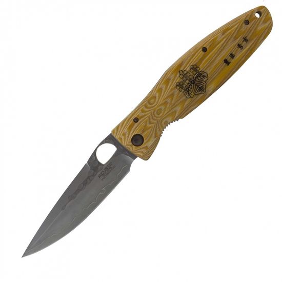 Складной нож Mcusta Toyotomi SPG2 blade Yellow Pakka Wood handle MC-0182G c клинком из стали SPG2 (SG2) рукоять дерево (Pakka wood)
