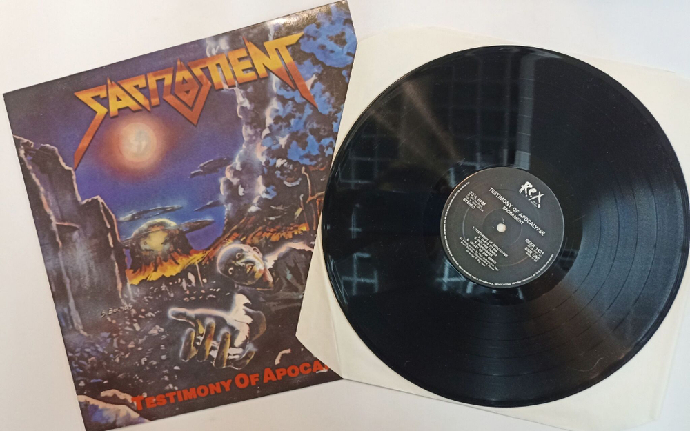 Винтажная виниловая пластинка LP Sacrament Testimony Of Apocalypse (UK 1990)