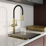 Смеситель для кухни 30к IDDIS IKNMGFFi05 "Ikon" с вых для пит. фильтра выс.гибкий излив ЗОЛОТО мат.