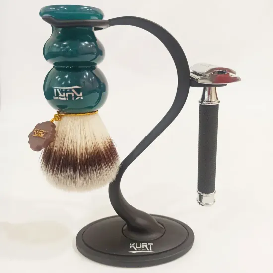 Подставка для помазка и станка "KURT" металлическая в виде кобры, 155 мм, К_90006BL