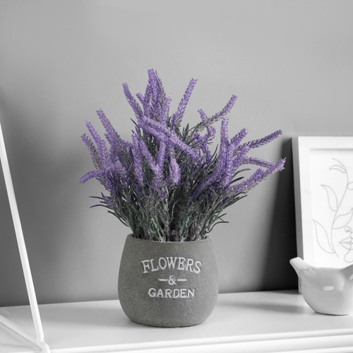 Искусственный цветок в горшке «Лаванда культурная экстра», 8×21 см, сиреневый