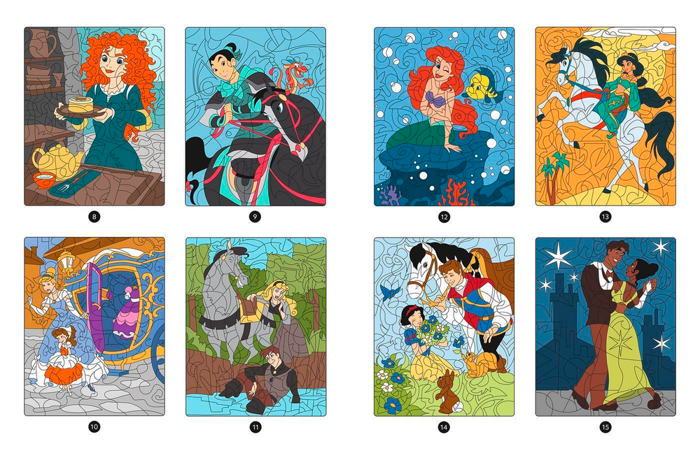 Hachette раскраска по номерам DISNEY PRINCESSES - Coloriages Magiques - Mystères (7+)