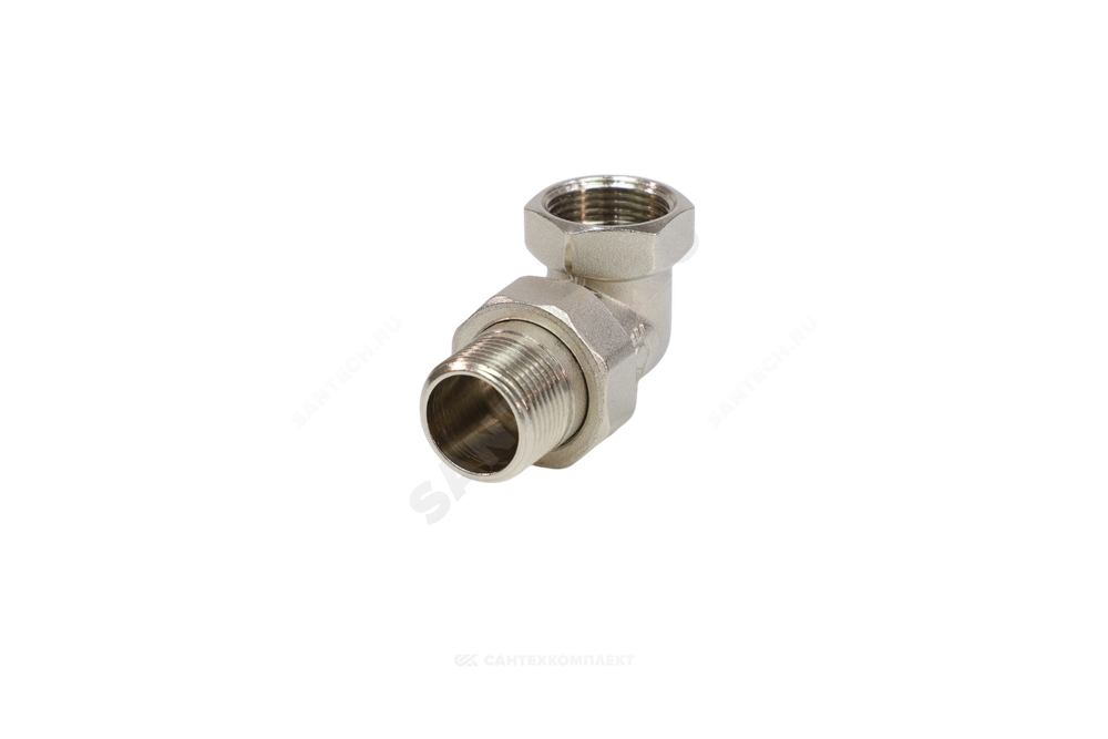 Соединитель латунь никель американка Ду 20 (3/4") угловой ВР/НР VALFEX VF.098.N.034