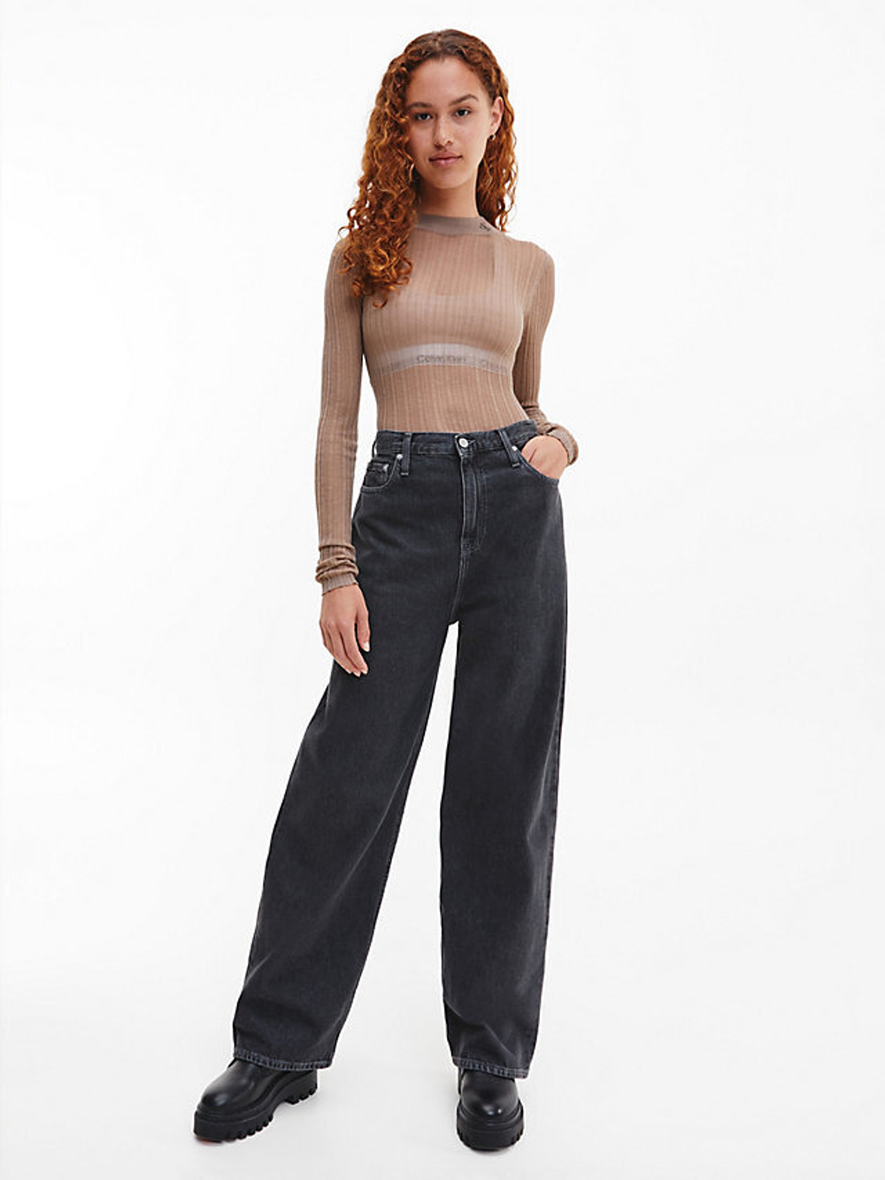 Джинсы Cal high rise relaxed grey