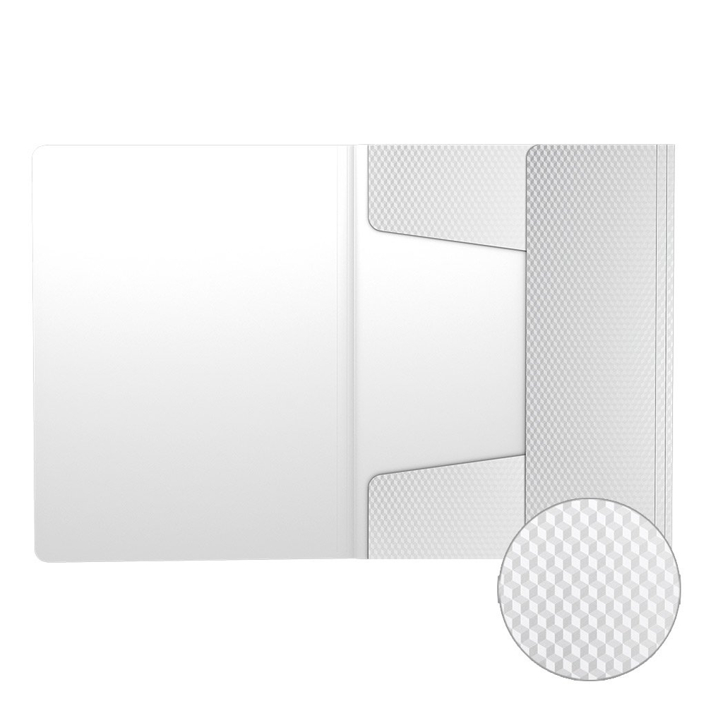 Папка на резинках Erich Krause, А4, 248х320х5 мм, 550 мкм, пластик, "Diamond Total White", в пакете 4 шт.