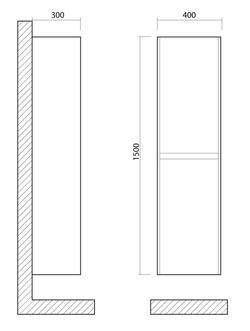 FAMILY Шкаф подвесной с двумя распашными дверцами, Bianco Lucido, 400x300x1500, Family-1500-2A-SO-BL