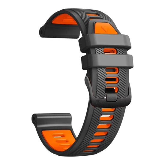 Ремешок силиконовый для Garmin Forerunner 970 / 965 / 955 / 745 (Темно-серый Оранжевый)