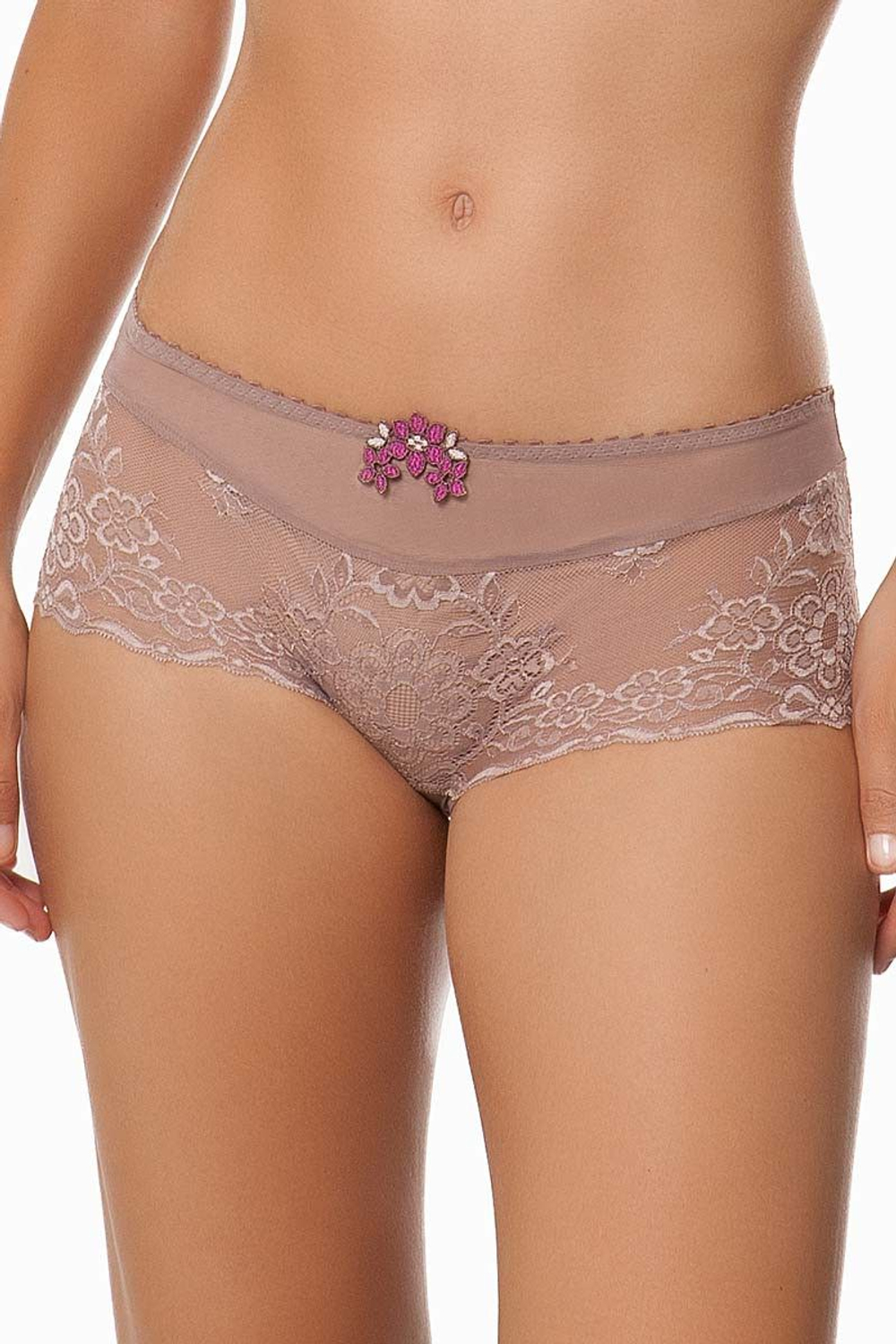 Трусы-шорты Anna с цветочным кружевом (Размер: 46) (Цвет: кофейный)
