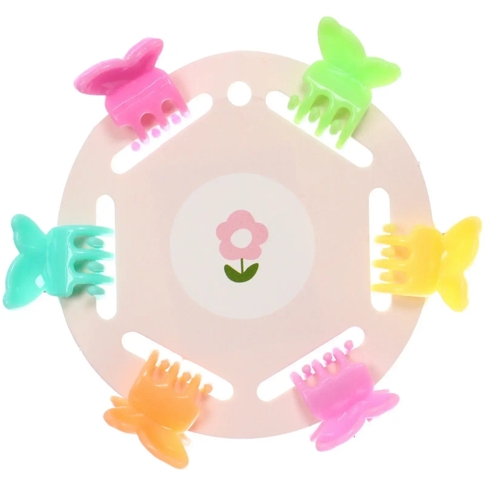 Заколки-крабики для волос детские 6шт «МАЛЬВИНА», бабочки, 2,3см (пакет с подвесом)