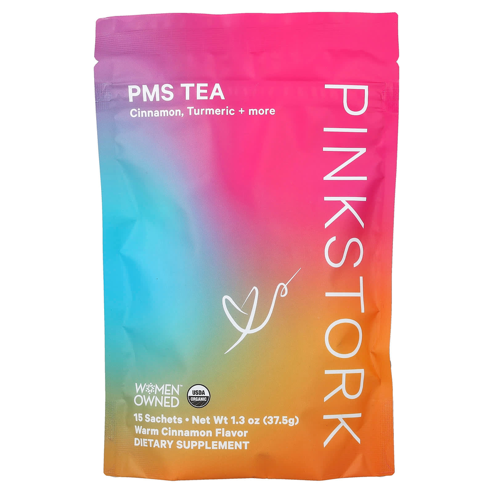 Pink Stork, чай PMS, согревающий с корицей, 15 пакетиков, 37,5 г (1,3 унции)