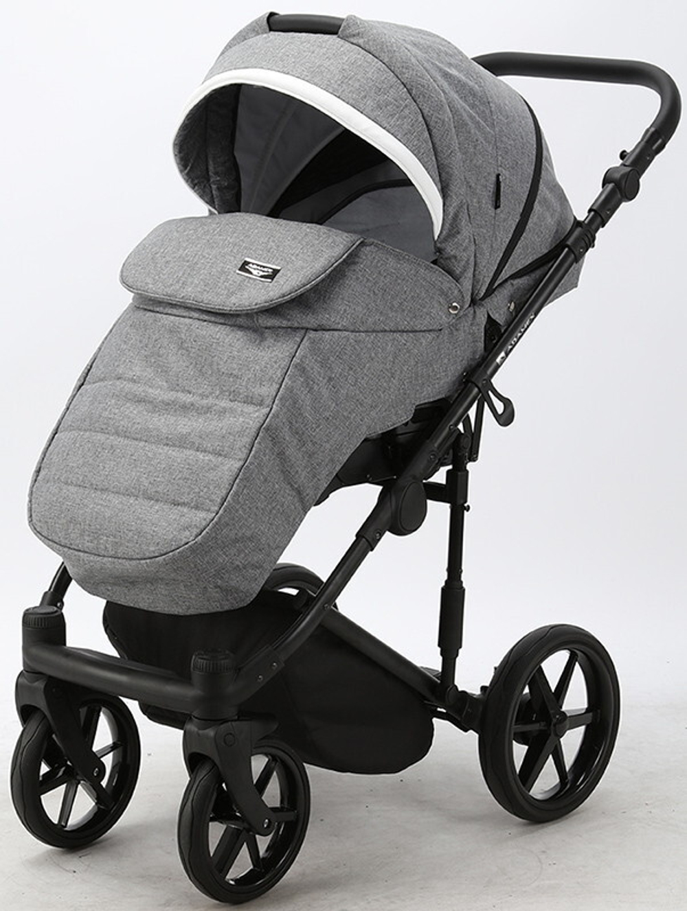 Детская коляска Adamex Rimini 2 в 1 RI72B-TIP СЕР+СВ.СЕР.КОЖА+БЕЛ.ОТДЕЛКА