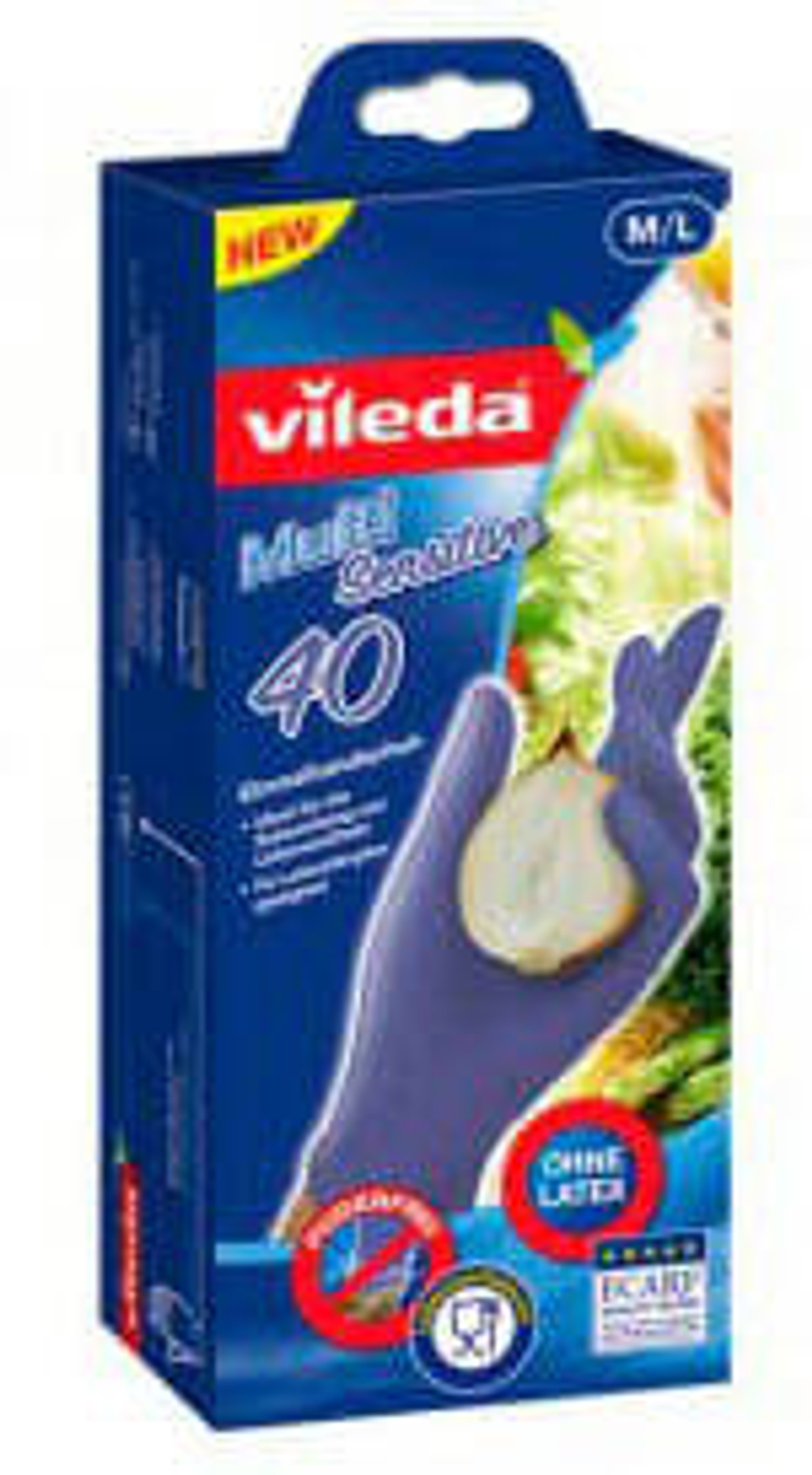 Перчатки одноразовые Vileda размер M\L, 40 штук.