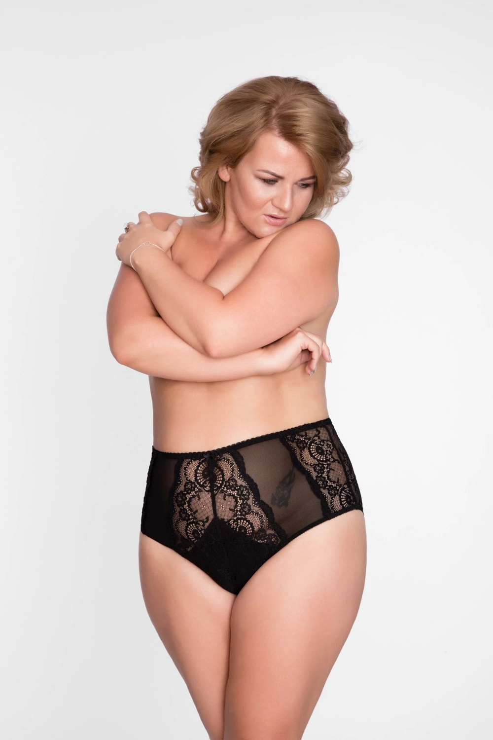 Женские трусики-слип с высокой линией талии (Размер: XXXL) (Цвет: черный)