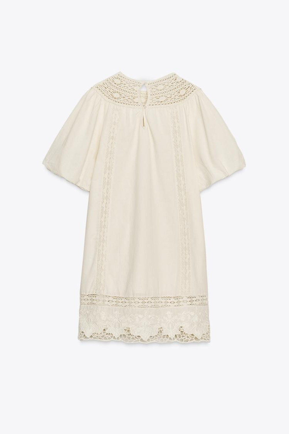 ZARA КОРОТКОЕ ПЛАТЬЕ С ВЫШИВКОЙ — ZW COLLECTION, ЭКРЮ