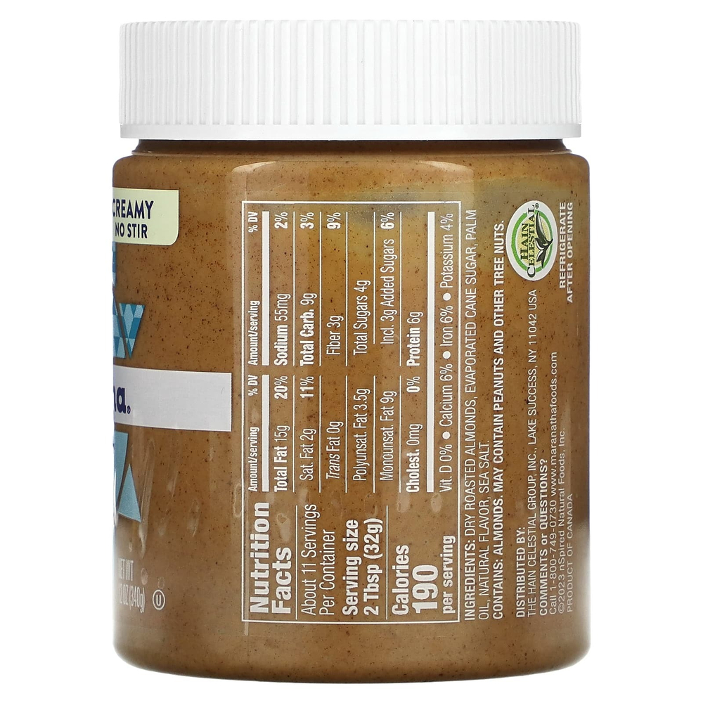 MaraNatha, органическая миндальная паста, кокос, сливочный вкус, 340 г (12 унций)