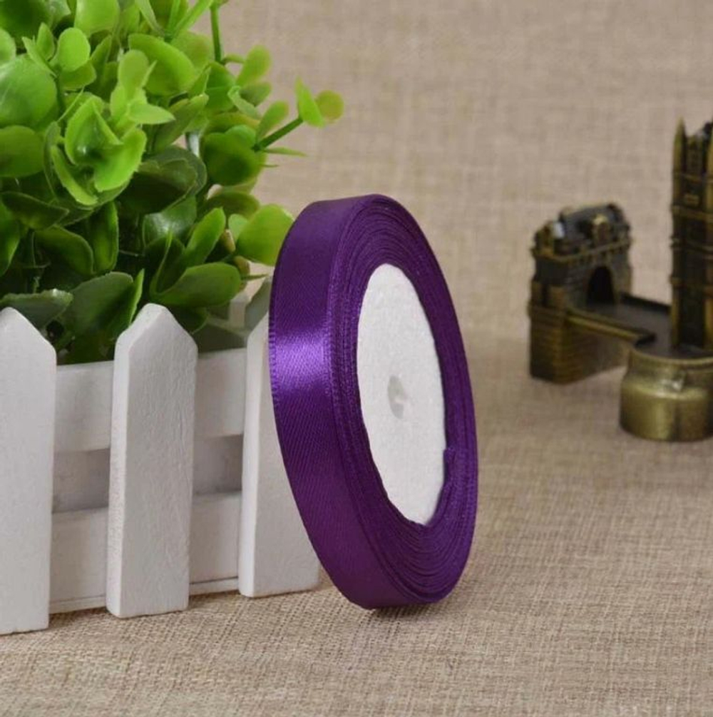 Лента атласная 12 мм  (23 метра, цвет №35 темно-фиолетовый)