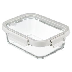 Контейнер для запекания и хранения прямоугольный Click Glass, 1 л, светло-серый