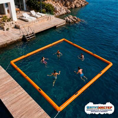Надувное ограждение для купания в открытом море «АкваЛиния», 8×8×0,6 м