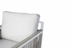 "Сан Ремо" кресло плетеное из роупа садовое, каркас алюминий белый, роуп бежевый, ткань бежевая