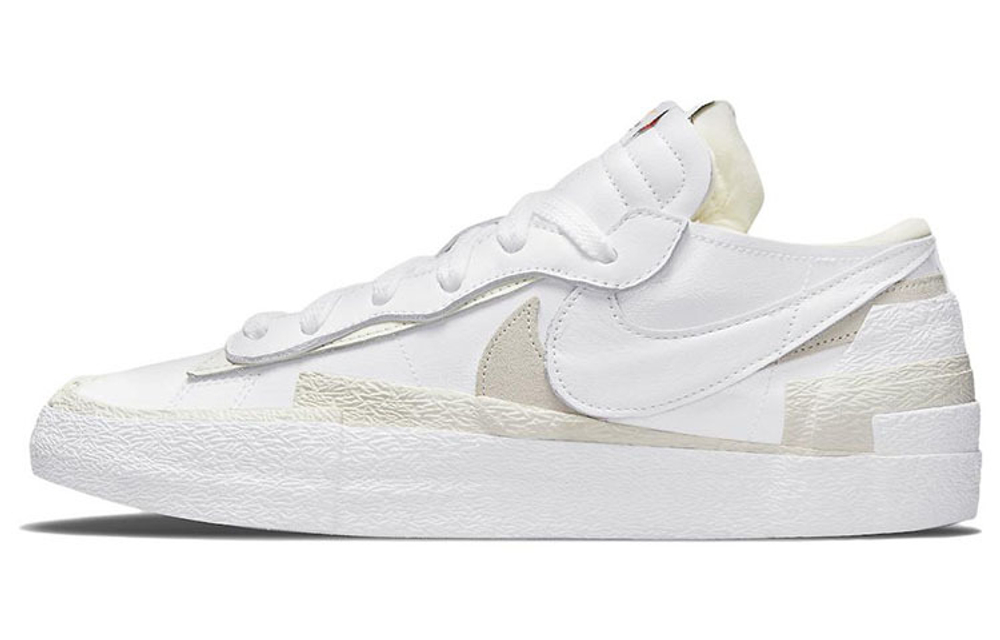 Sacai x Nike Blazer Low "White Patent Leather" Deconstruct Wear-Resistant Skid-Proof Low-Panel Shoes White