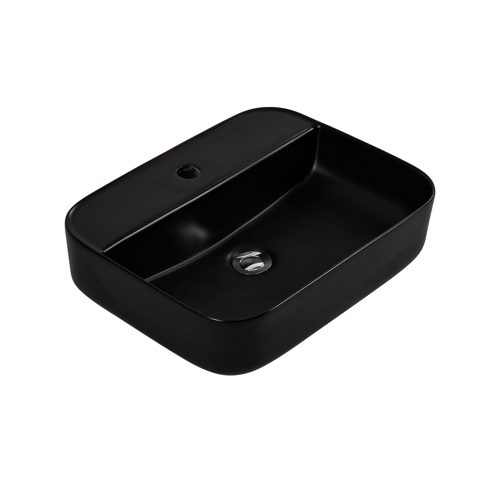 Раковина накладная для установки на столешницу AQUATEK ВЕГА  AQ5506-MB 500*395*140, с отверстием под смеситель, матовый черный