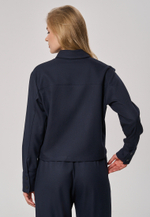 Рубашка-жакет укороченная синяя