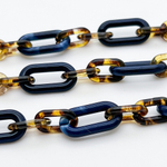 Цепочка пластик, цвет синий, размер звена 20*11 и 14*8 мм, цена за 1 метр