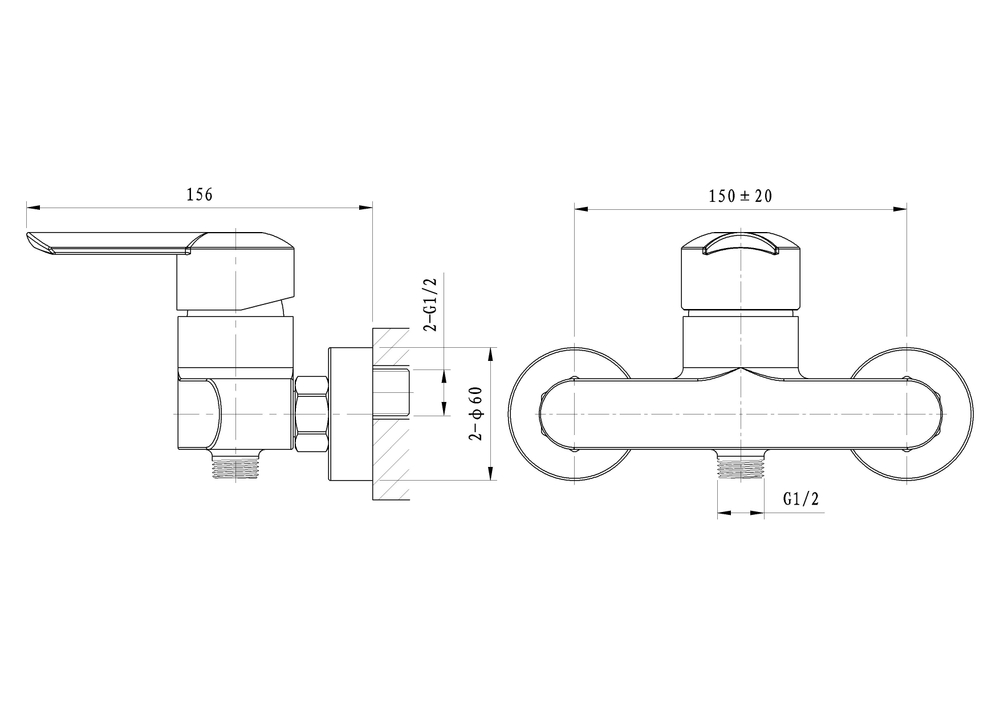 Смеситель для душа WONZON & WOGHAND BAROQUE, Хром (WW-194101-CR)