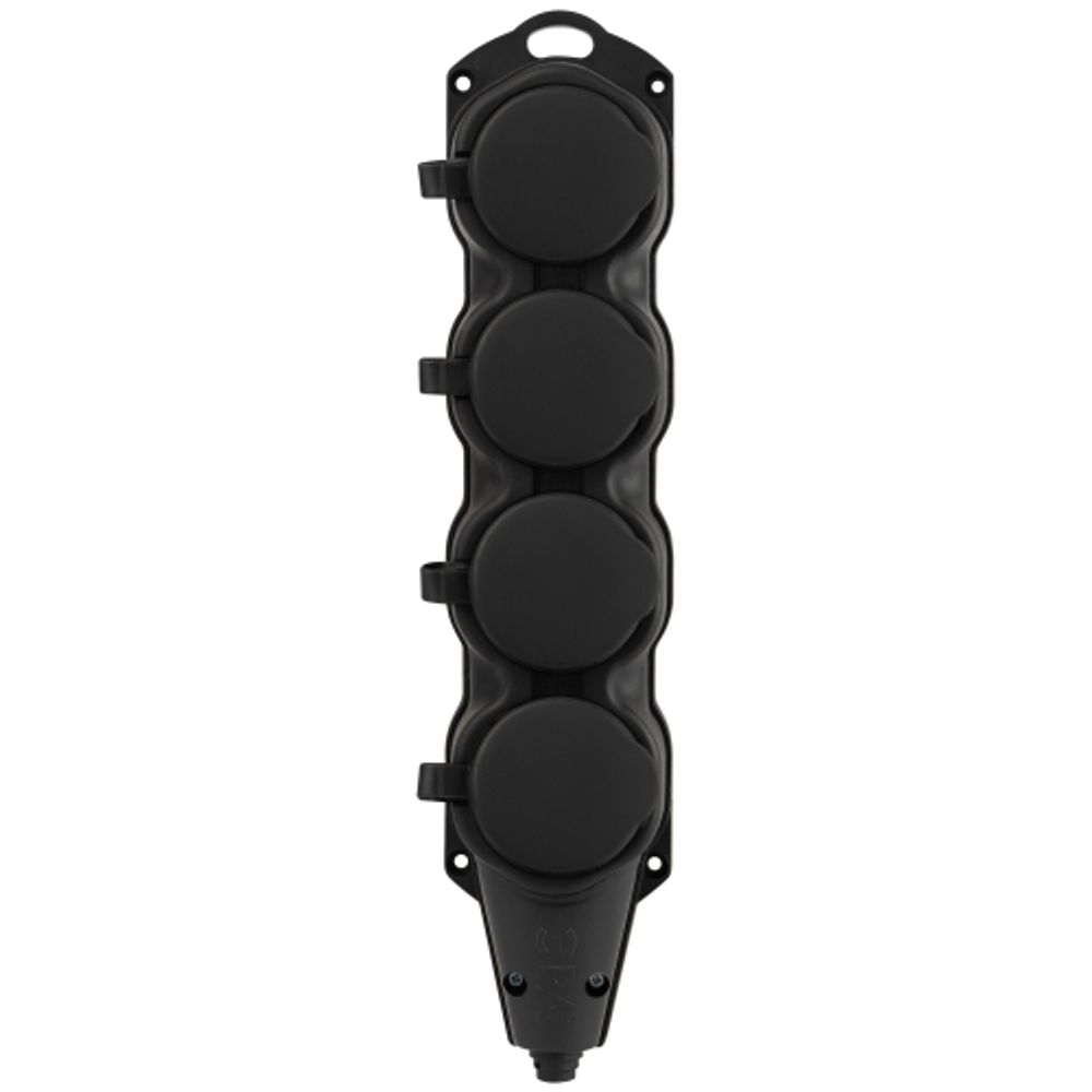 Колодка ЭРА KX-4e-B-IP44 каучуковая с заземлением 4 розетки 16A IP44 черная