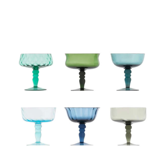 BITOSSI HOME Сет из 6 бокалов-креманок Blue&Green