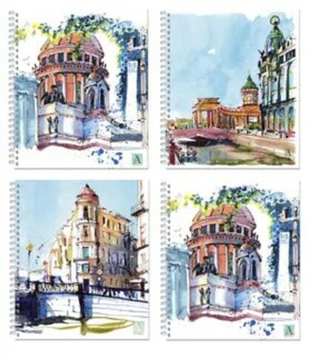 Тетрадь А5 96л кл. гребень Полином "Питерские скетчи", БЕЗ ПОЛЕЙ