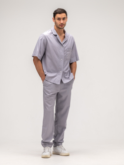 Костюм мужской льняной. Рубашка с брюками.Грей