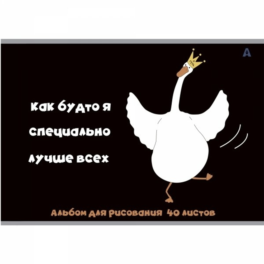 Альбом для рисования А4 40л., Alingar, на скрепке, мелованный картон (стандарт), 100 г/м2, "Гуси", 2 дизайна в пленке т/у
