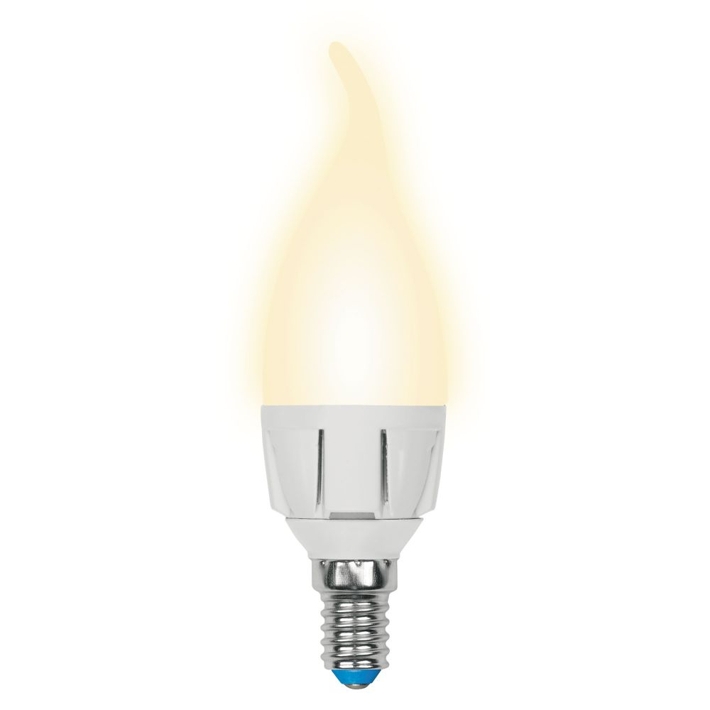 LED-CW37-7W/WW/E14/FR PLP01WH Лампа светодиодная. Форма свеча на ветру, матовая. Серия Palazzo. Теплый белый свет. Картон. ТМ Uniel.