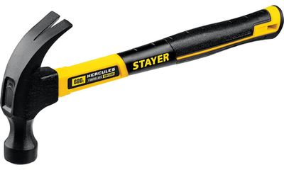 STAYER Fiberglass, 680 г, с фиберглассовой рукояткой, столярный молоток-гвоздодёр, Professional (2026_z02)