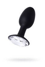 Силиконовая анальная втулка с прозрачным кристаллом в основании Crystal Amulet large (Цвет: черный с прозрачным)