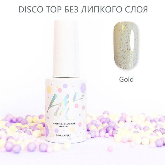 Disco top без липкого слоя ТМ &quot;HIT gel&quot; gold, 9 мл