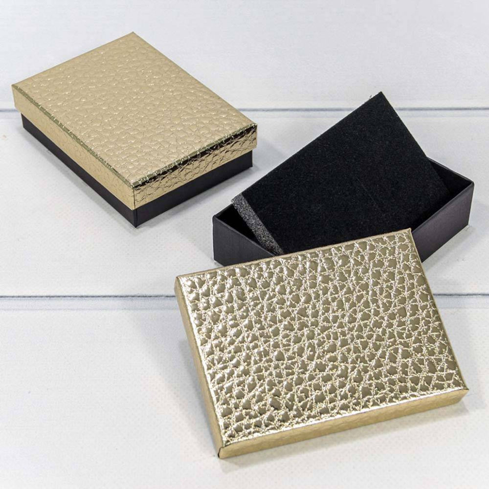 Коробка Ювелирная 11х8х3 см Набор 2 шт "Кожа крокодила" (Золотой)