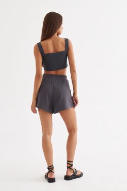 Шорты укороченные из премиум футера цвета антрацит