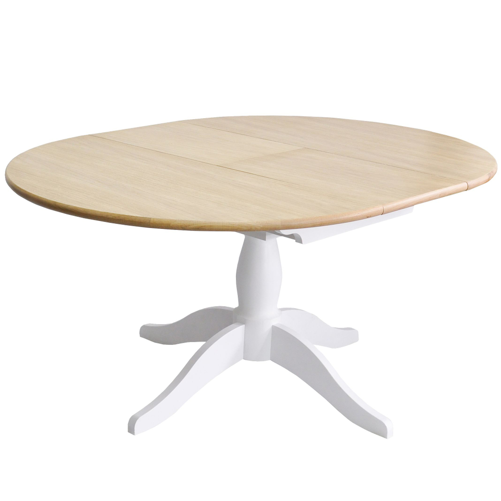 Стол кухонный, 120х80, Итан, раздвижной, обеденный, круглый, деревянный, белый, Dipriz