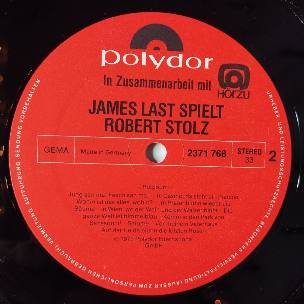 Винтажная виниловая пластинка LP Джеймс Ласт James Last Spielt Robert Stolz (Germany 1977)