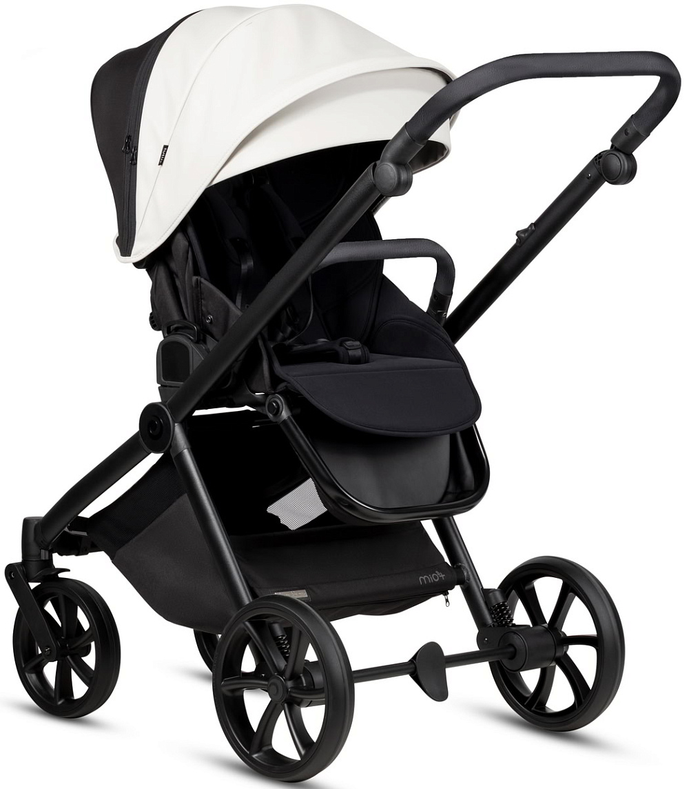 Детская коляска Tutis Mio 3 Plus Leather New 4 в 1 с автокреслом Beno Black и базой 1622200 Silver Grey