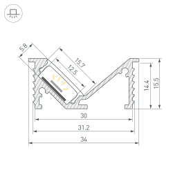 Профиль SL-BEVEL-W32-F-2000 ANOD BLACK (Arlight, Алюминий) 063941