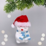 Елочная игрушка «Зимний снеговик» 6*6*11 см, голубой.