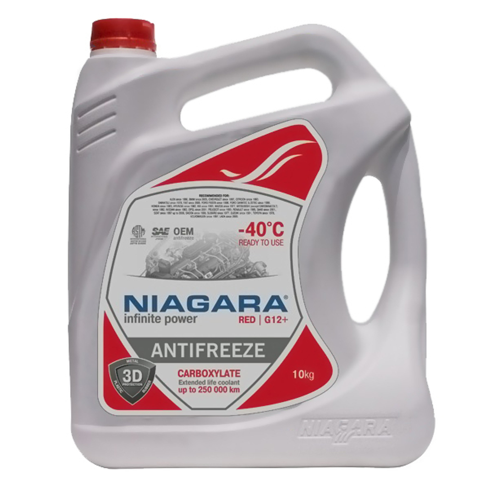 Жидкость охлаждающая "Антифриз" "Niagara" G12+ (карбоксилатный) (красный) 10 кг