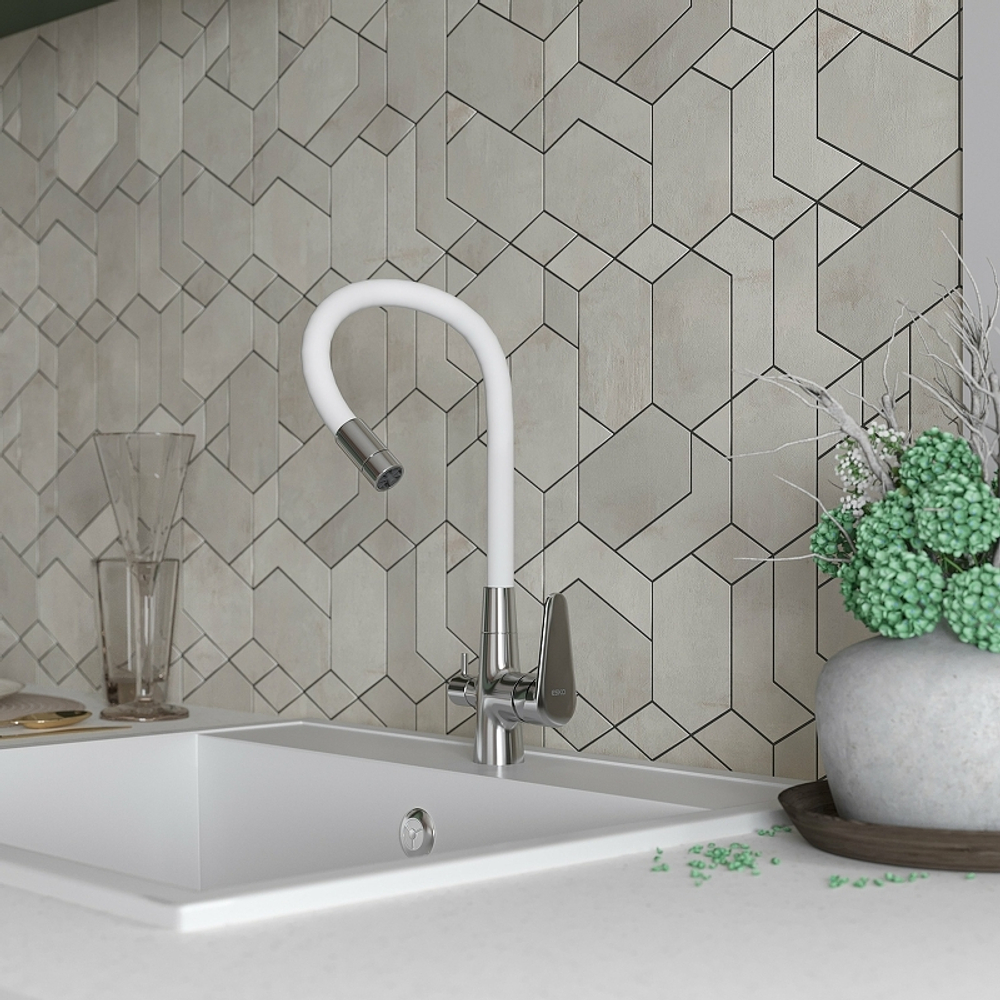 СМЕСИТЕЛЬ ДЛЯ КУХНИ ESKO CORAL БЕЛЫЙ CL03W